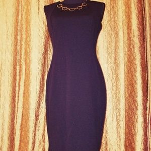 Calvin Klein Black Sheath Dress w/Necklace
